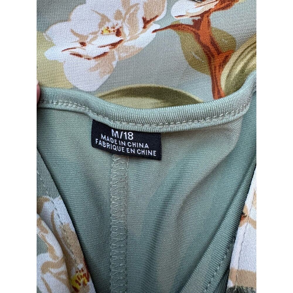 NWT City Chic Maxi Dress In Dusty Green Floral Size 18 Tie Waist Hi Low Flowy - Picture 5 of 12